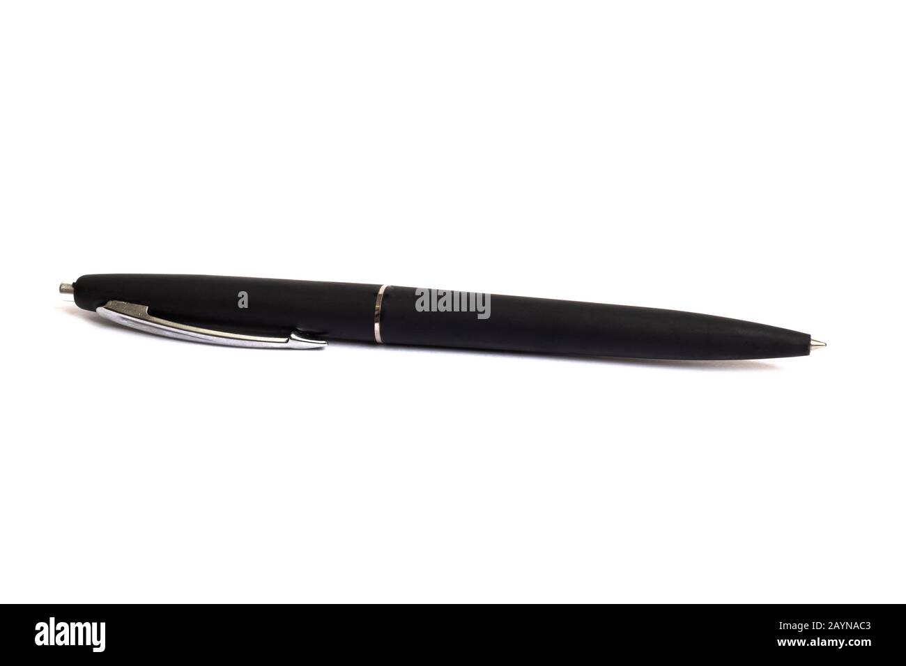Black ballpoint pen isolated on white background Stock Photo - Alamy