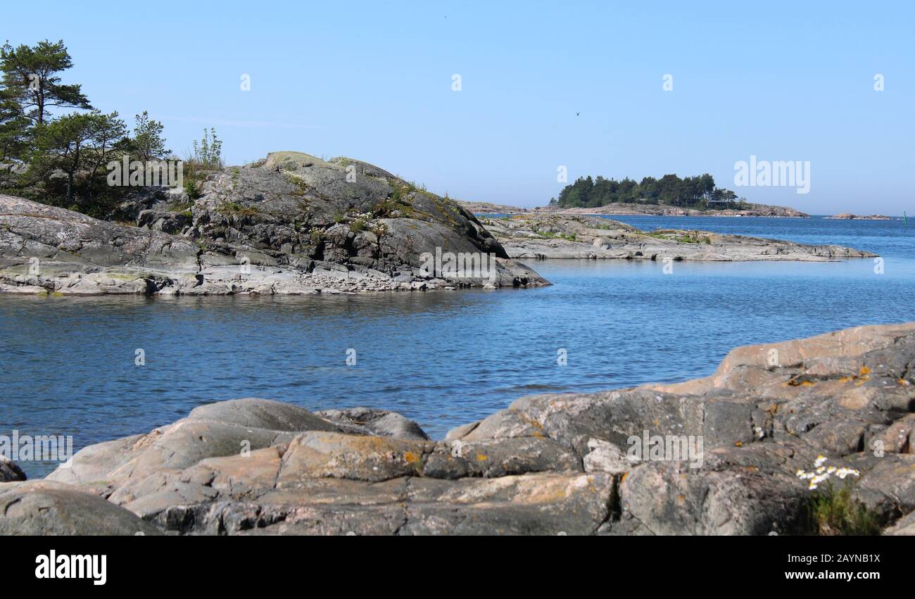 Shores and surroundings of Pampskatan cape in Kirkkonummi, Finland. Stock Photo
