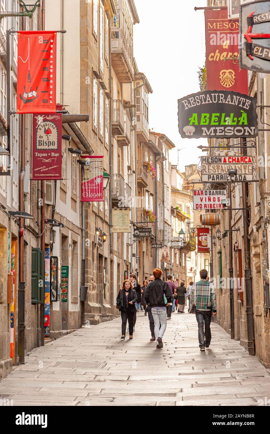 Rua do Franco, Santiago de Compostela, Galicia, Spain Stock Photo