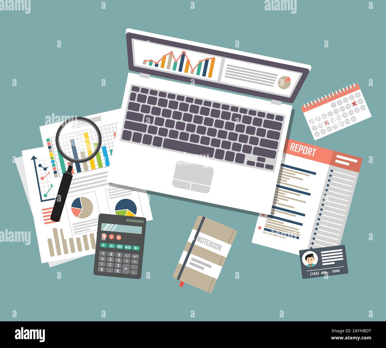 Auditing concept. Realistic design of accounting, research, calculating