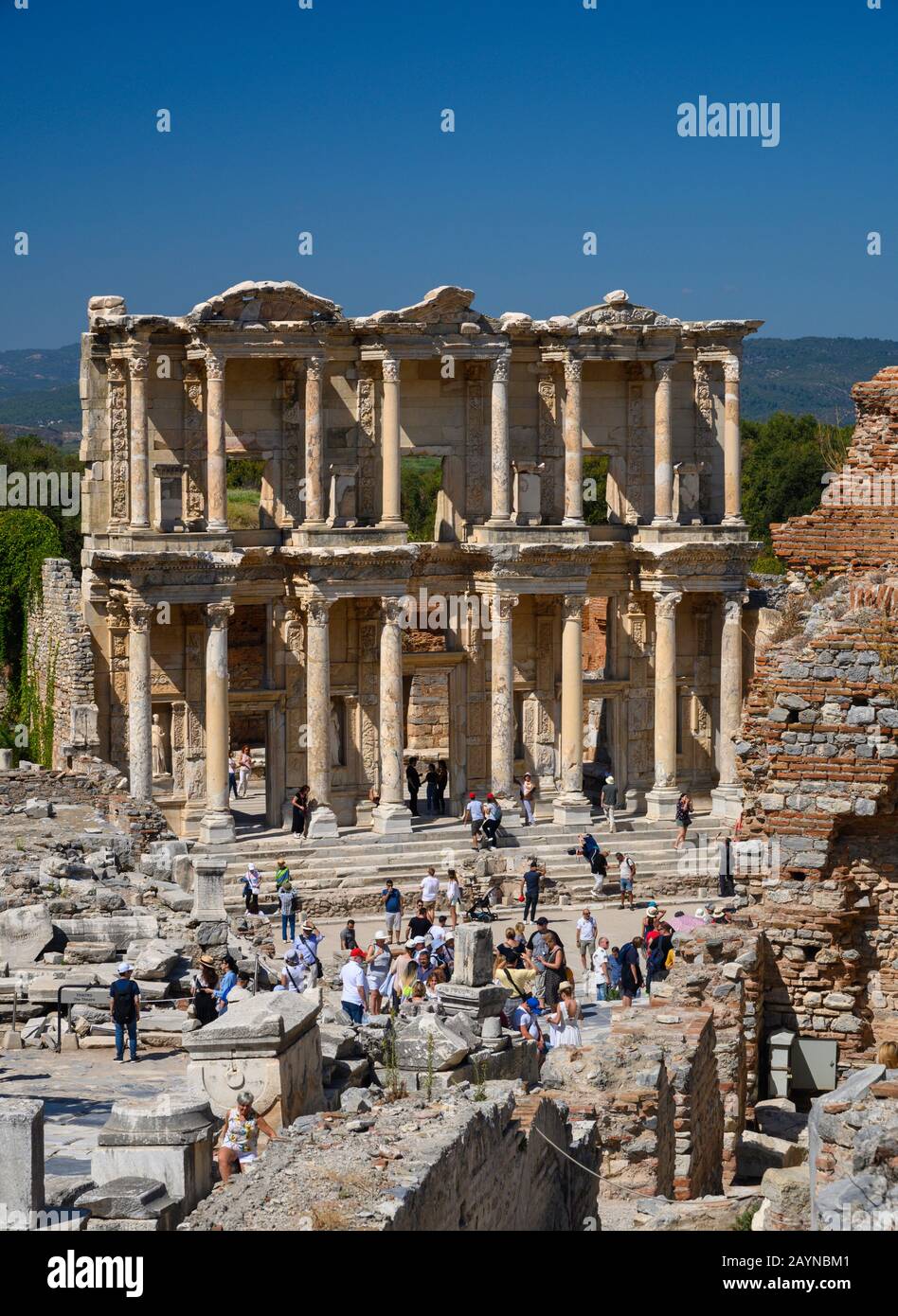 The Library of Celsus in the ancient Greek city of Ephesus in Izmir Province, Turkey Stock Photo