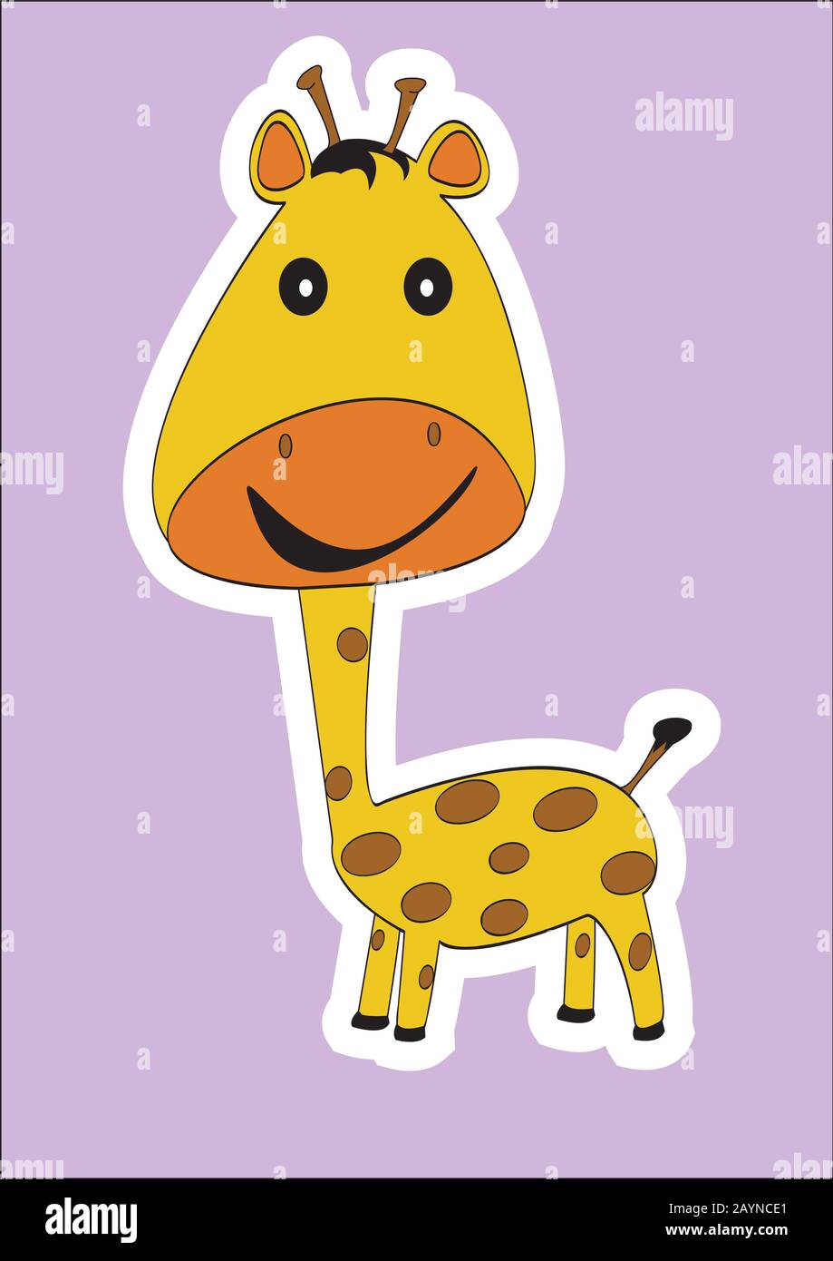 Sticker for kids illustration of  a giraffe Stock Vector