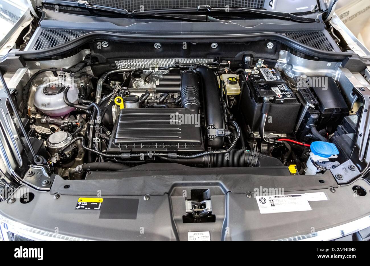 Samara Russia February 15 2020 Car Engine Of New Vehicle Skoda samara-russia-february-15-2020-car-engine-of-new-vehicle-skoda