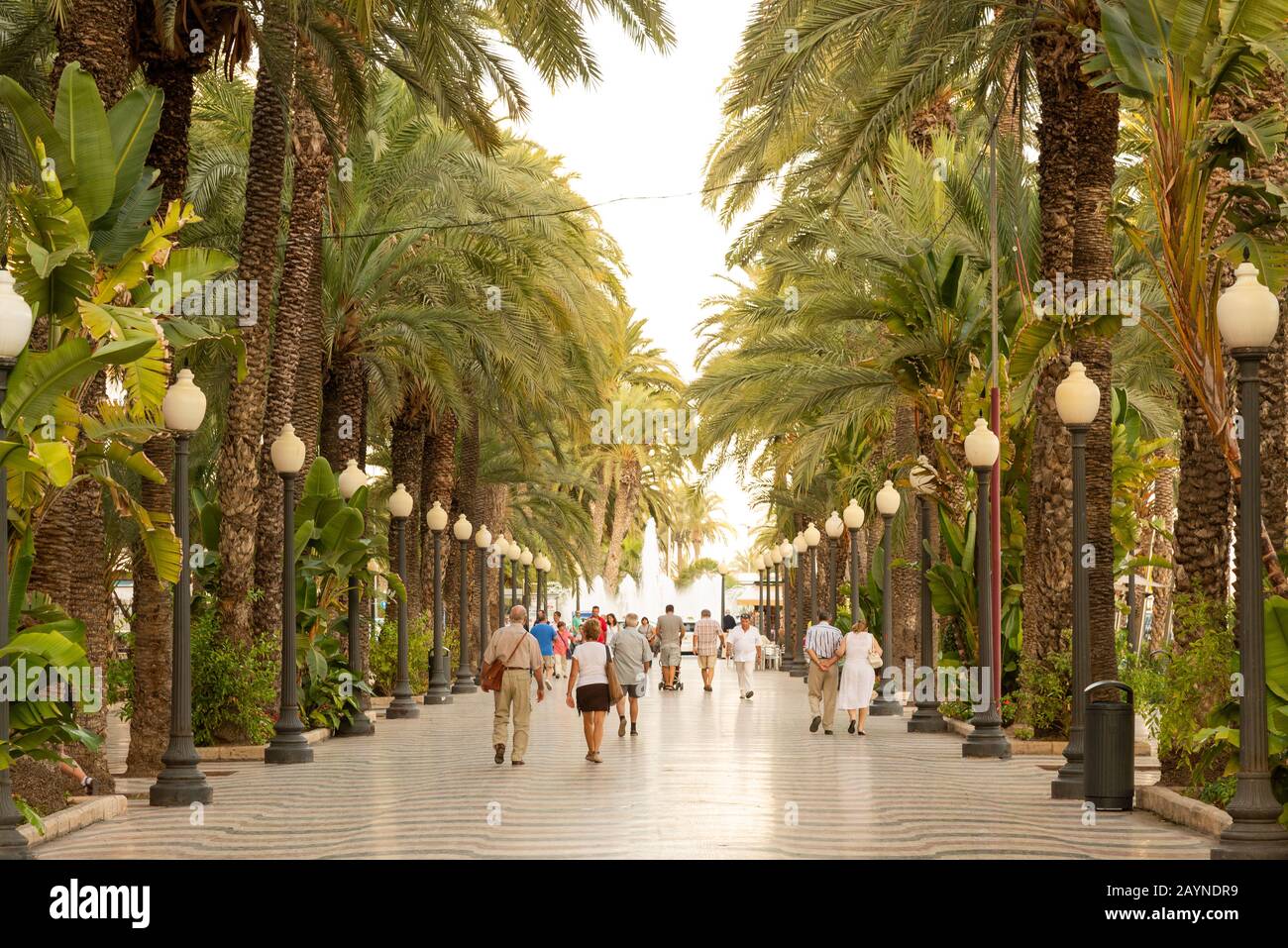 People strolling down the Paseo Explanada de Espana, Alicante, Costa Blanca, Spain Stock Photo