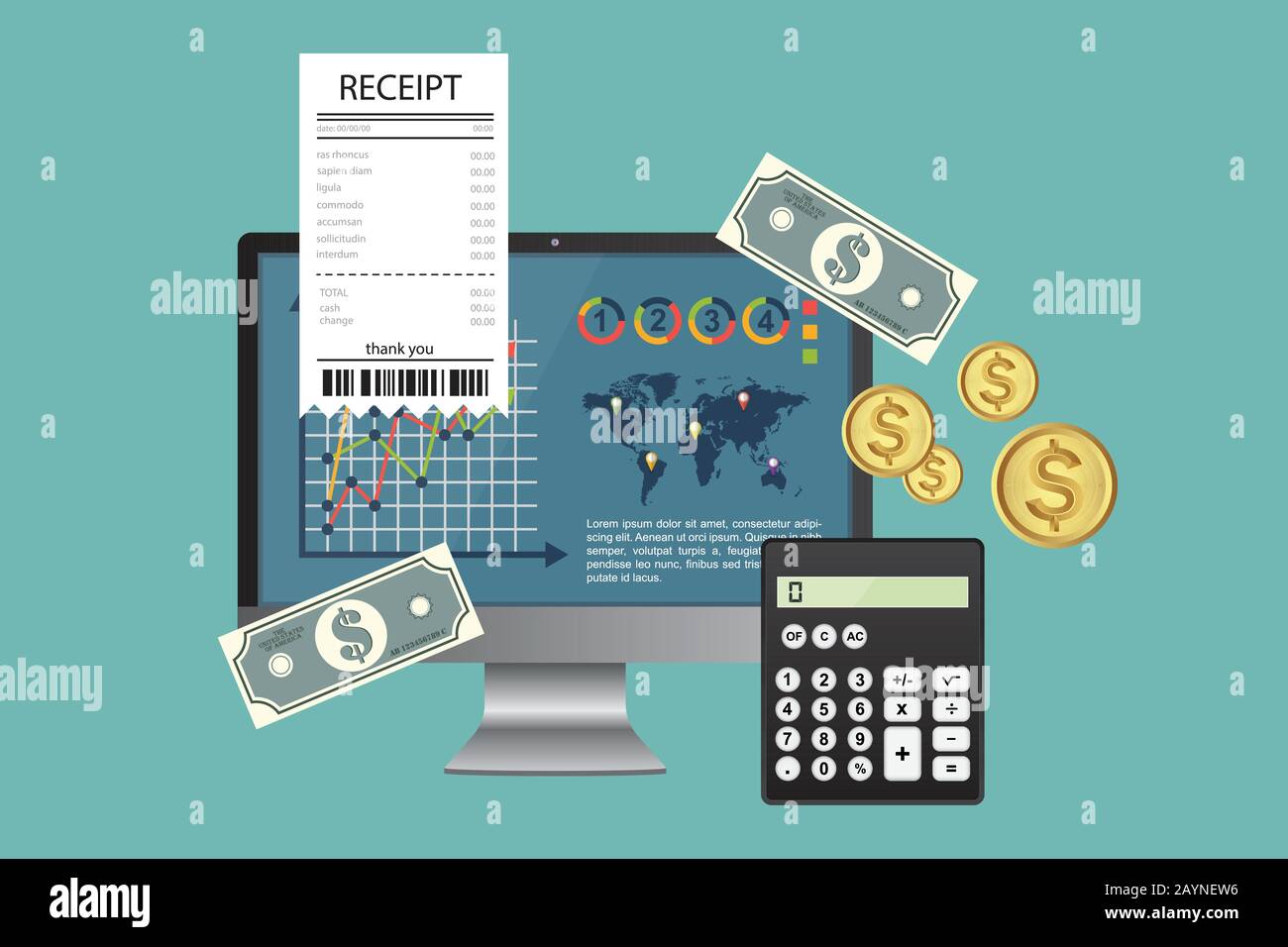 Auditing concept. Realistic design of accounting, research, calculating