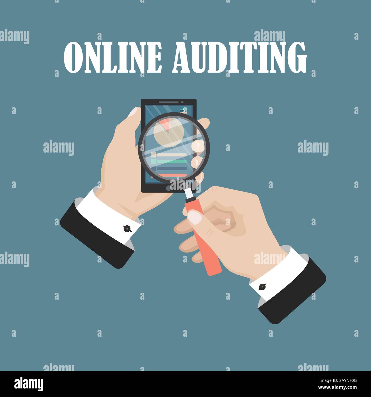 Auditing concept. Realistic design of accounting, research, calculating