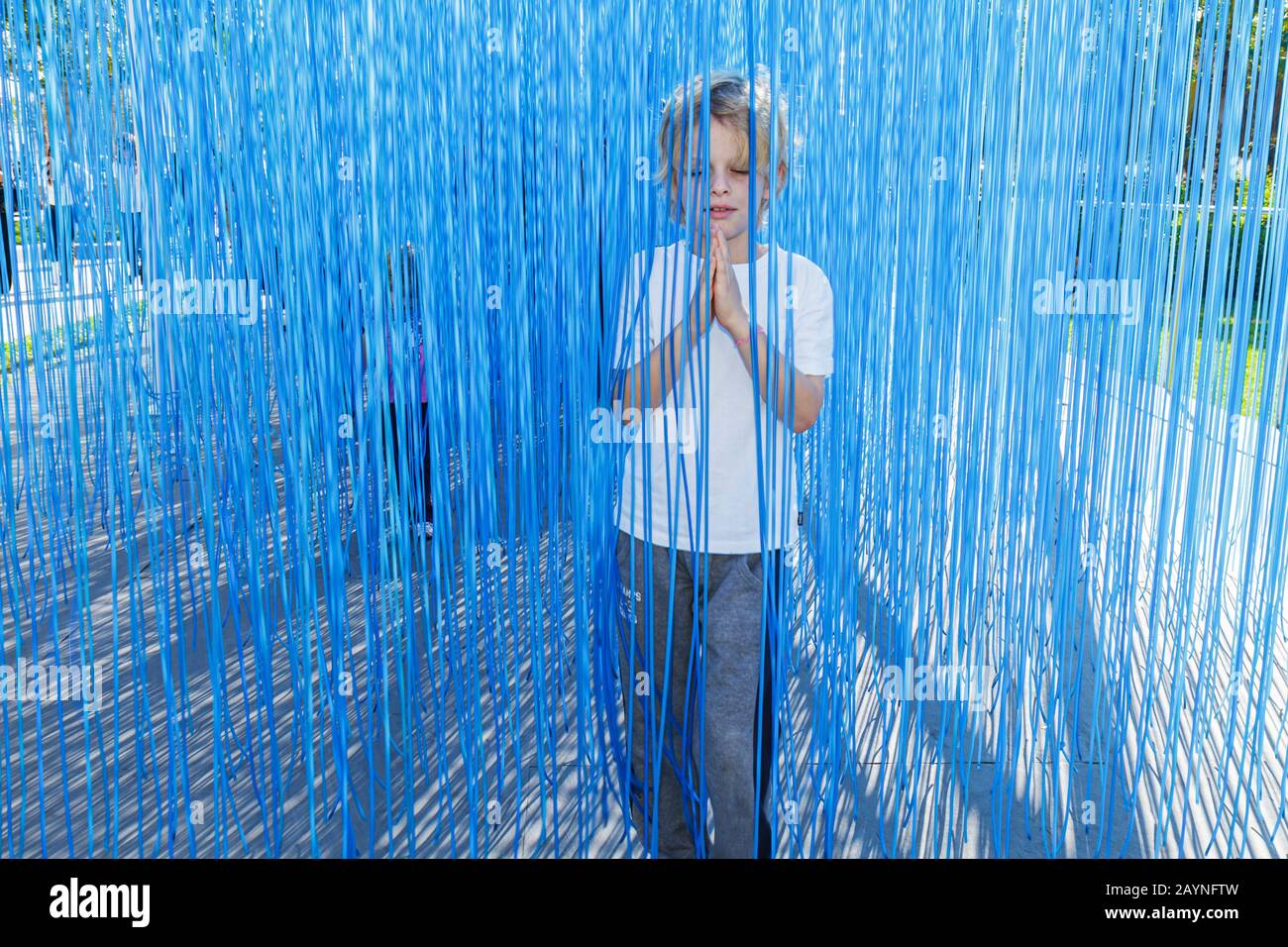 Miami Florida,Midtown,Art Basel,boy boys male kids children art installation,tactile,FL101205021 Stock Photo