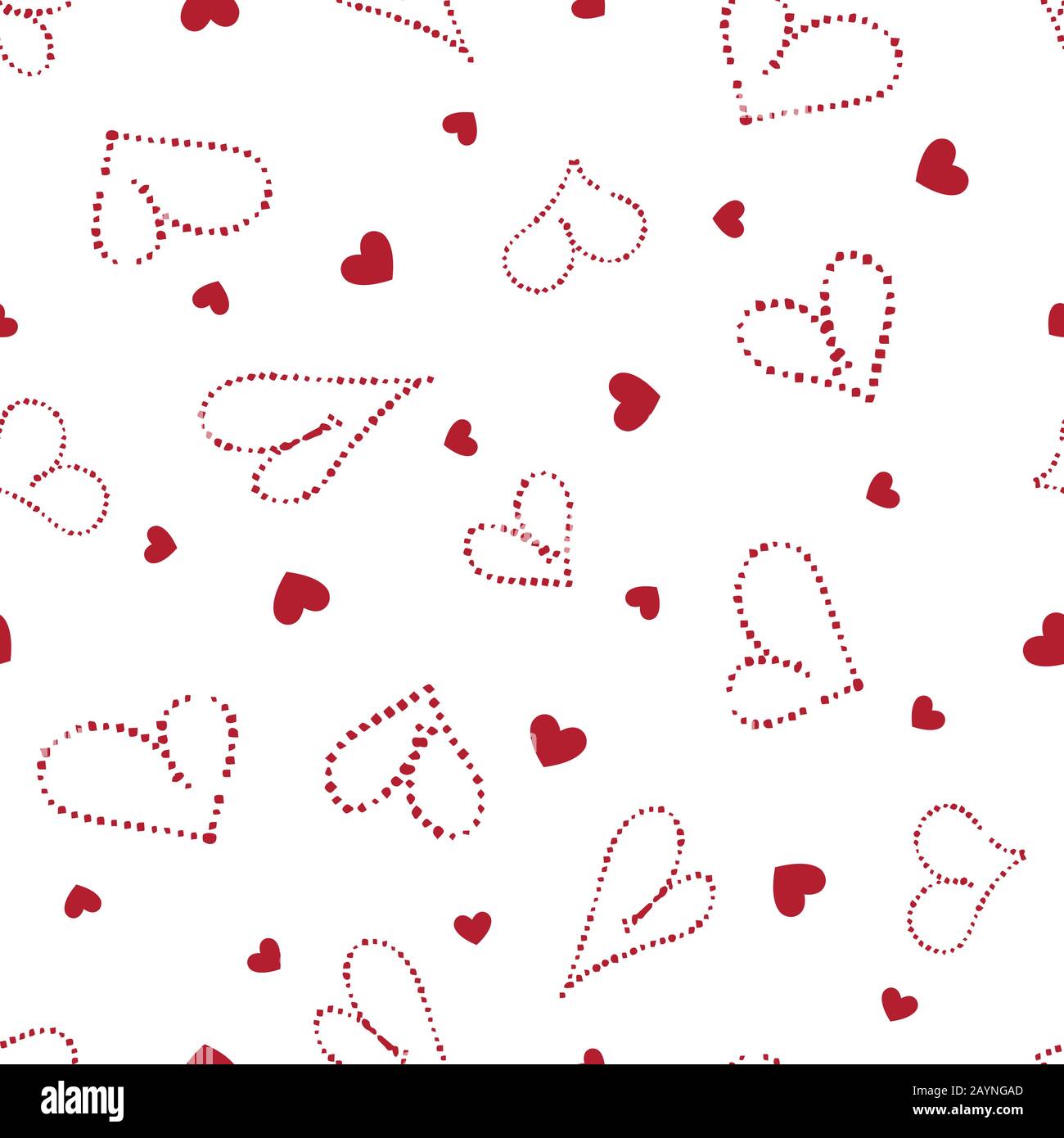 Vector Valentines day card seamless pattern with red small hearts