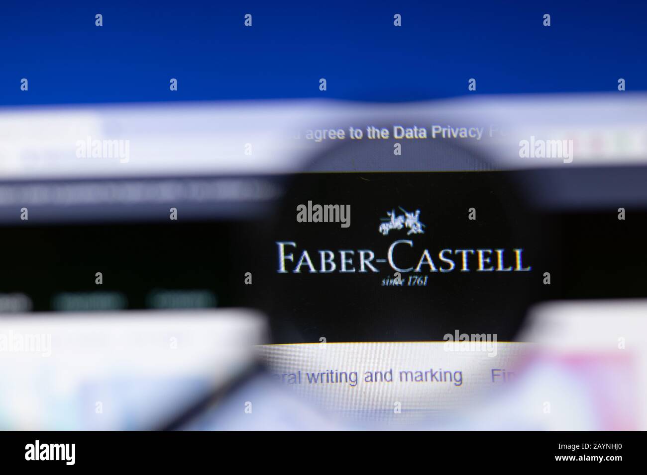 Saint-Petersburg, Russia - 18 February 2020: Faber-Castell company website page logo on laptop display. Screen with icon, Illustrative Editorial Stock Photo