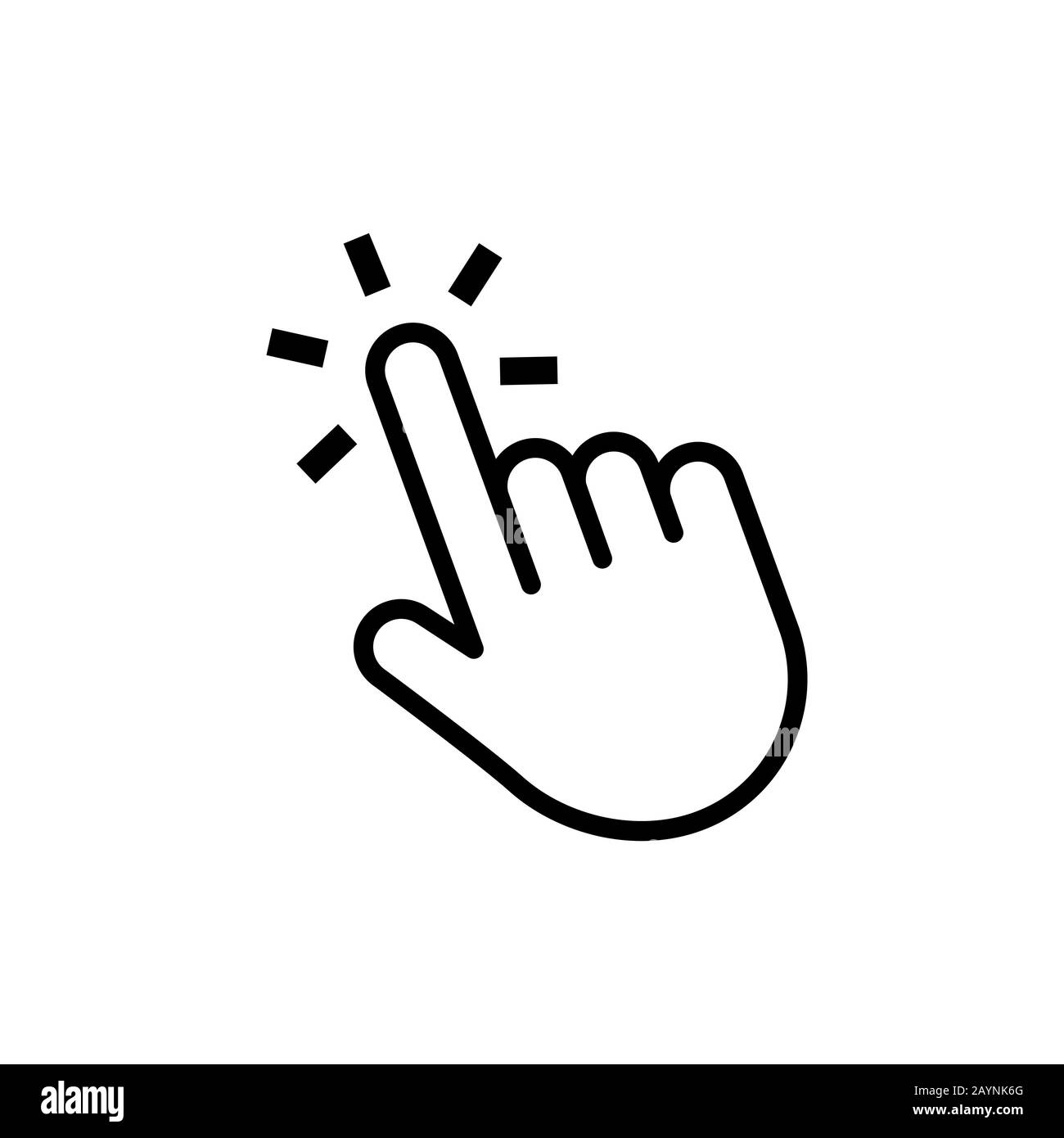 Hand click button. Mouse cursor. Web pointer press or touch website  element. Vector computer navigation. Thin line icon isolater on white  background Stock Vector Image & Art - Alamy