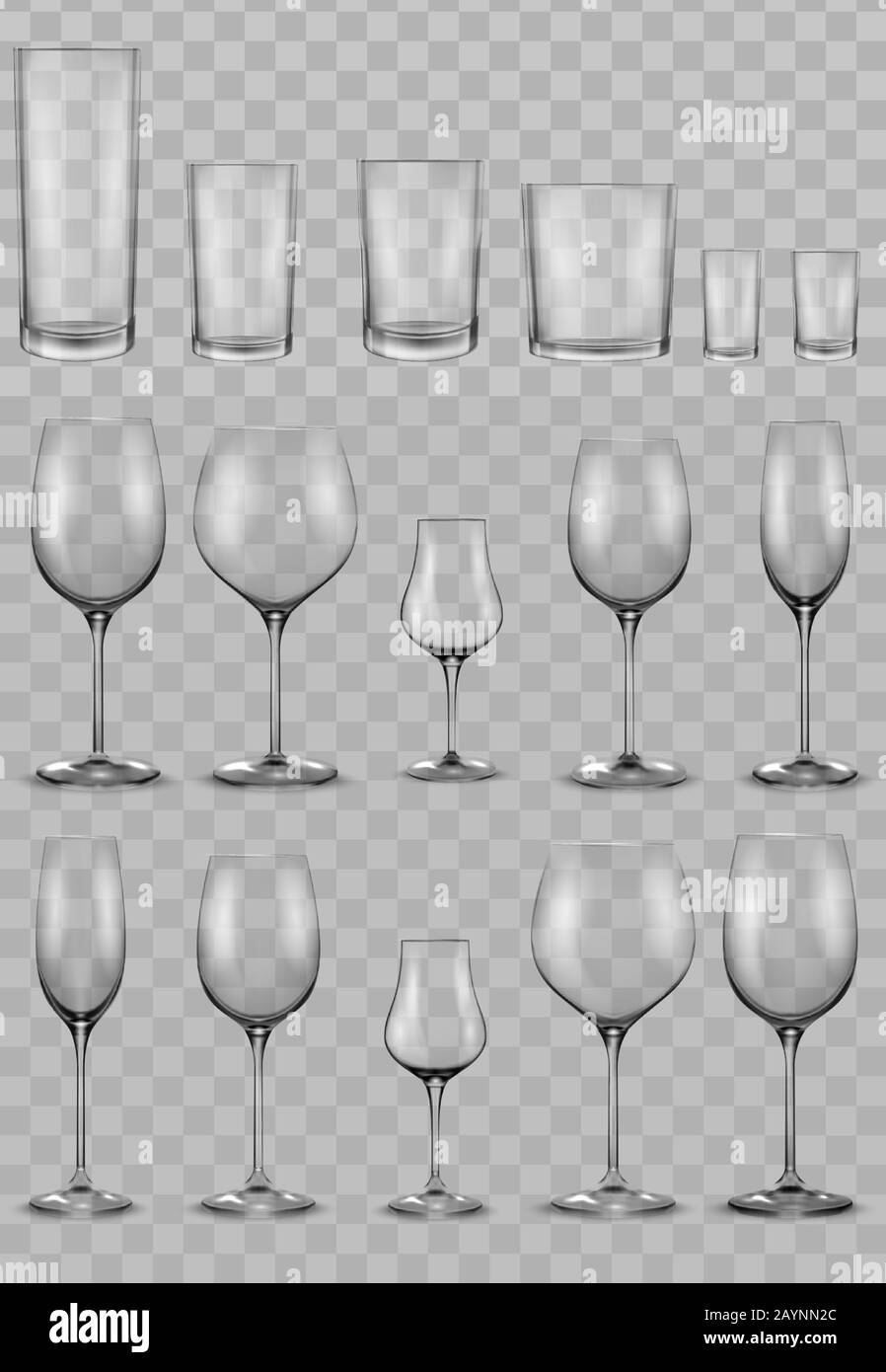 Set of empty glass glasses and wine glasses Stock Vector Image & Art