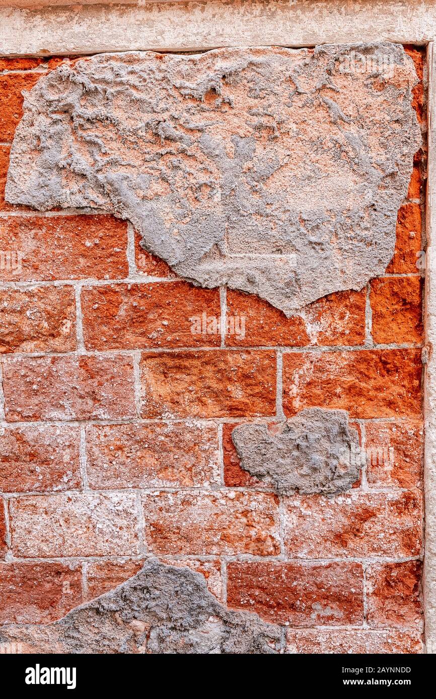 old brick wall with cement background Stock Photo - Alamy