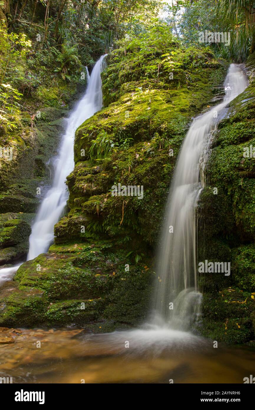 The Darby Falls near the historic Meretoto (Ship Cove) in Queen Charlotte Sound in the