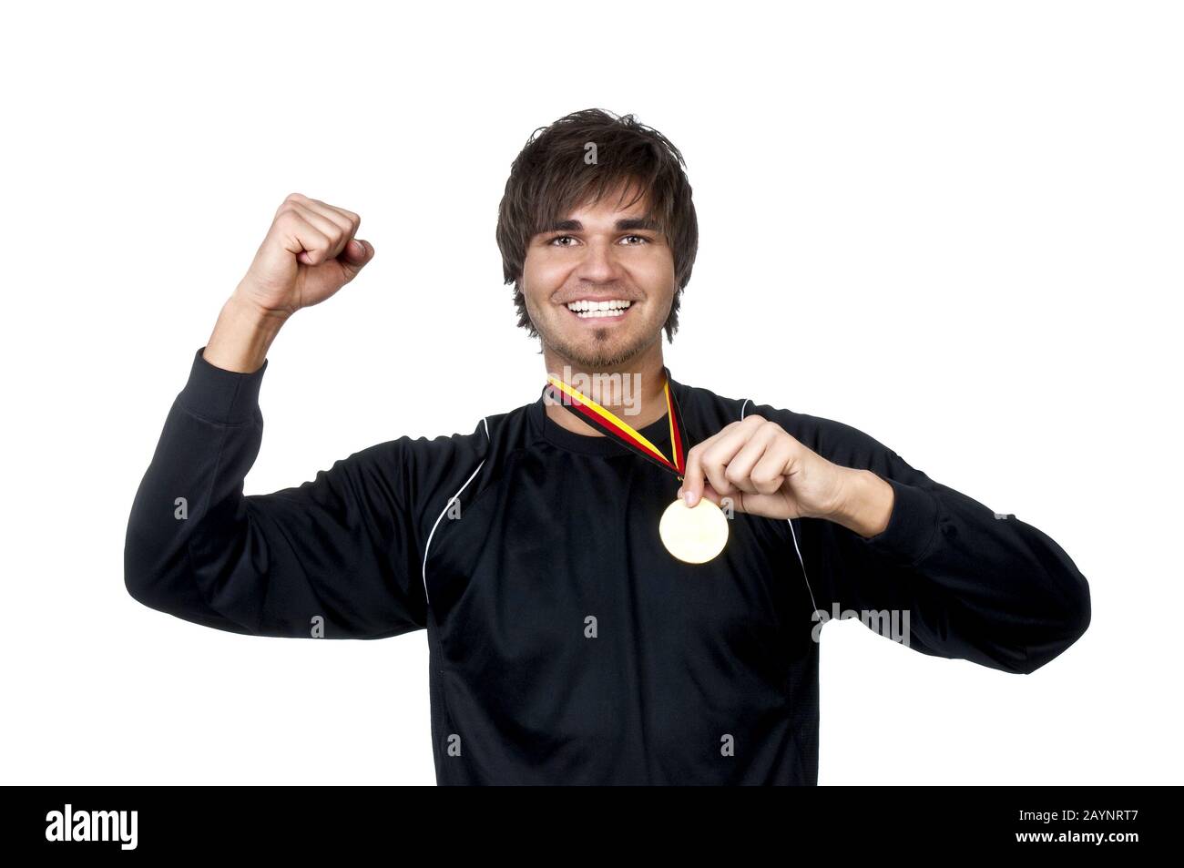 Medaille   Siegertyp mit Medaille Stock Photo