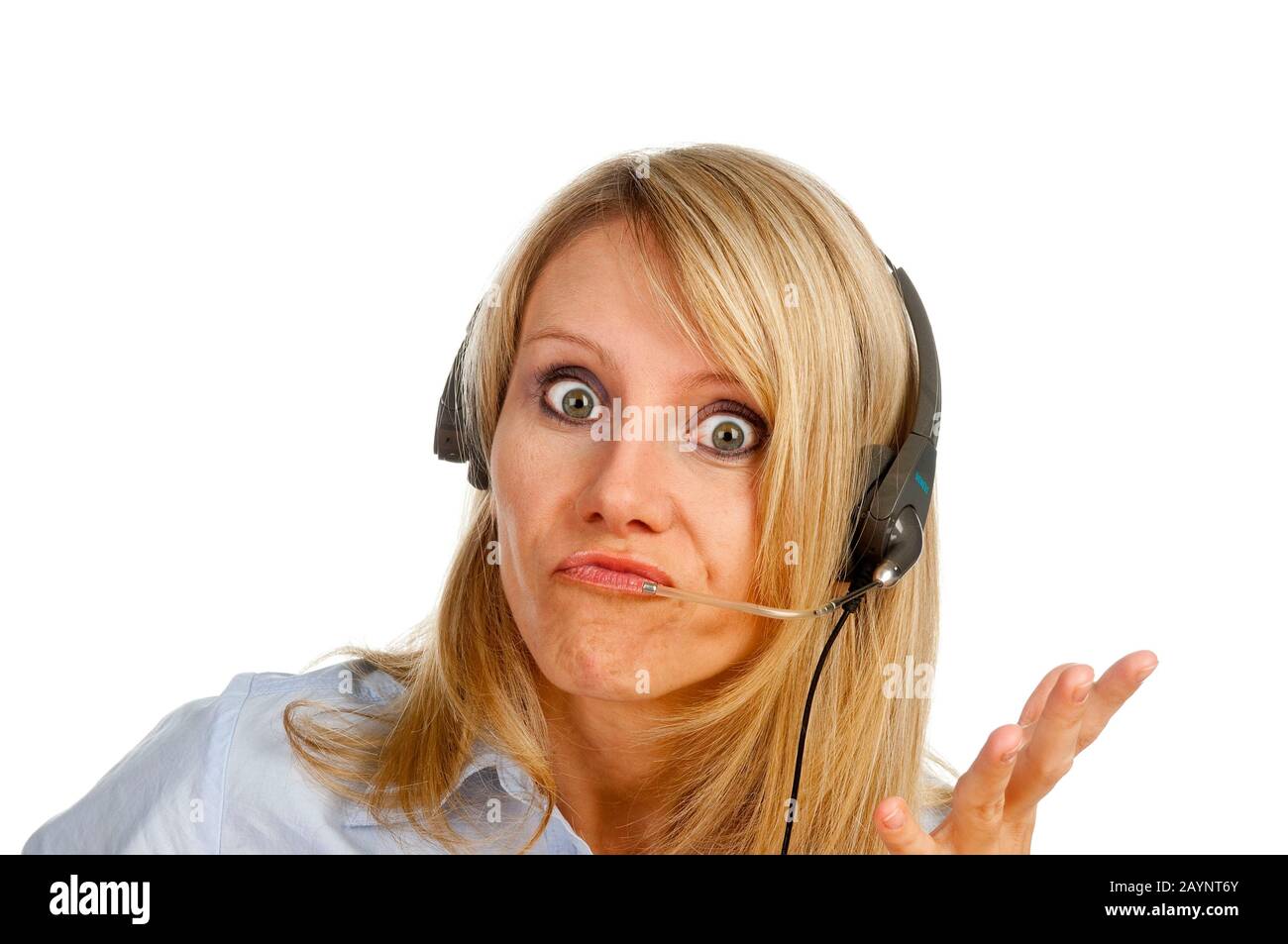 Frau mit Headset Stock Photo