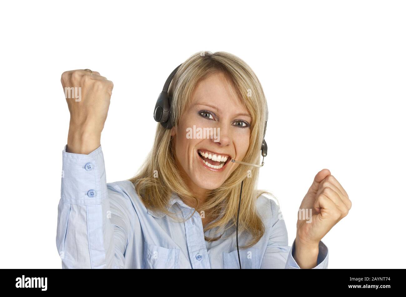 Frau mit Headset Stock Photo