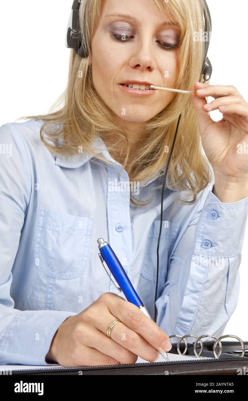 Frau mit Headset Stock Photo