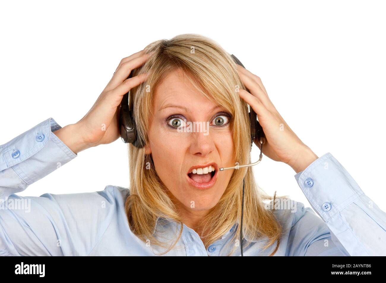 Frau mit Headset Stock Photo