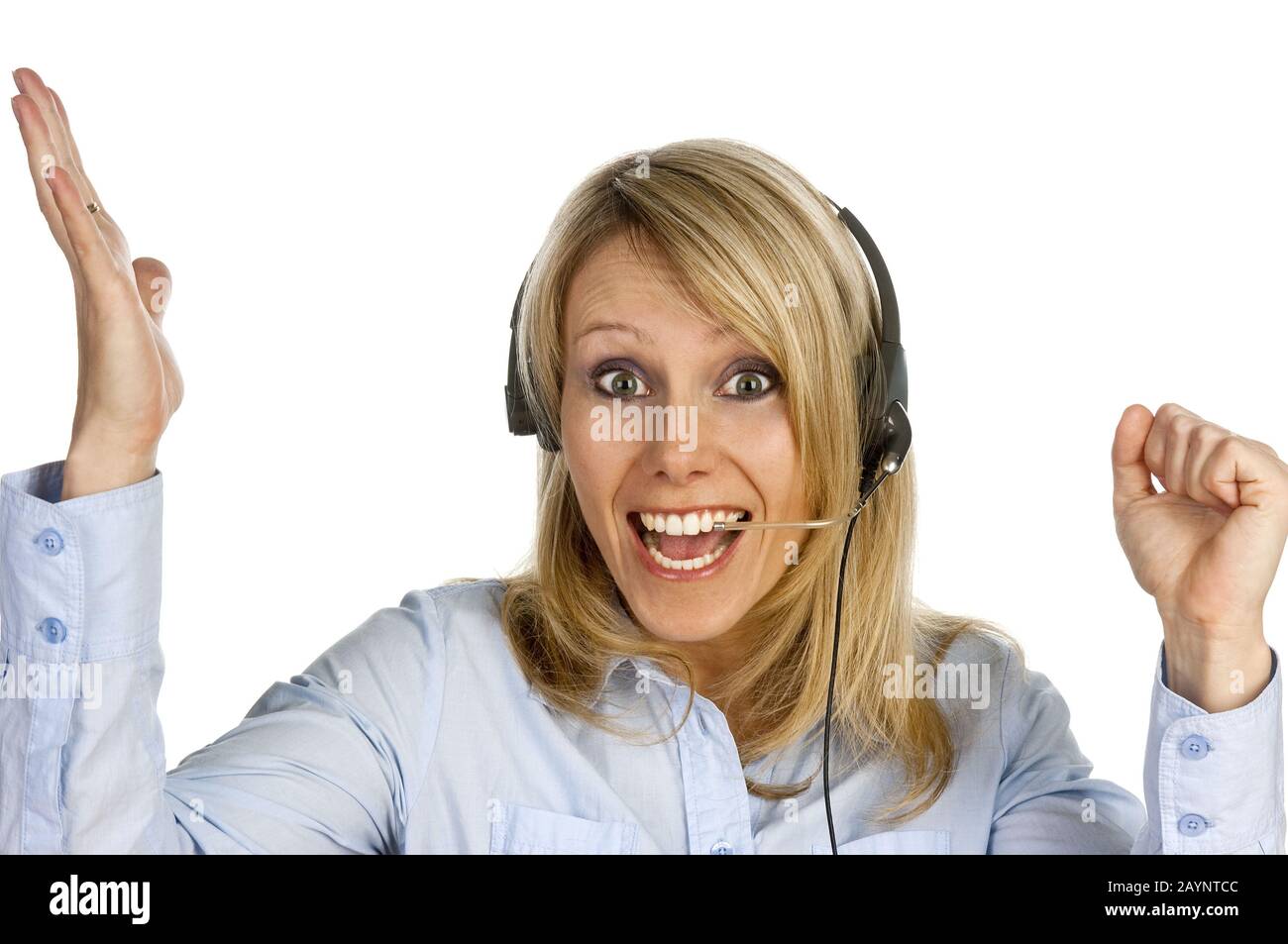 Frau mit Headset Stock Photo