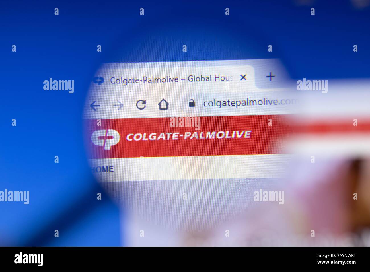 Saint-Petersburg, Russia - 18 February 2020: Colgate-Palmolive Company company website page logo on laptop display. Screen with icon, Illustrative Stock Photo
