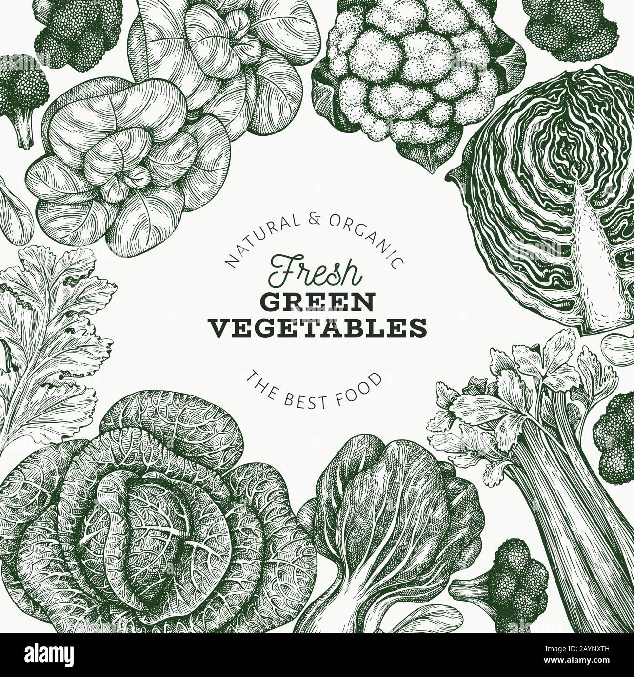 Hand drawn sketch vegetables design. Organic fresh food vector banner ...