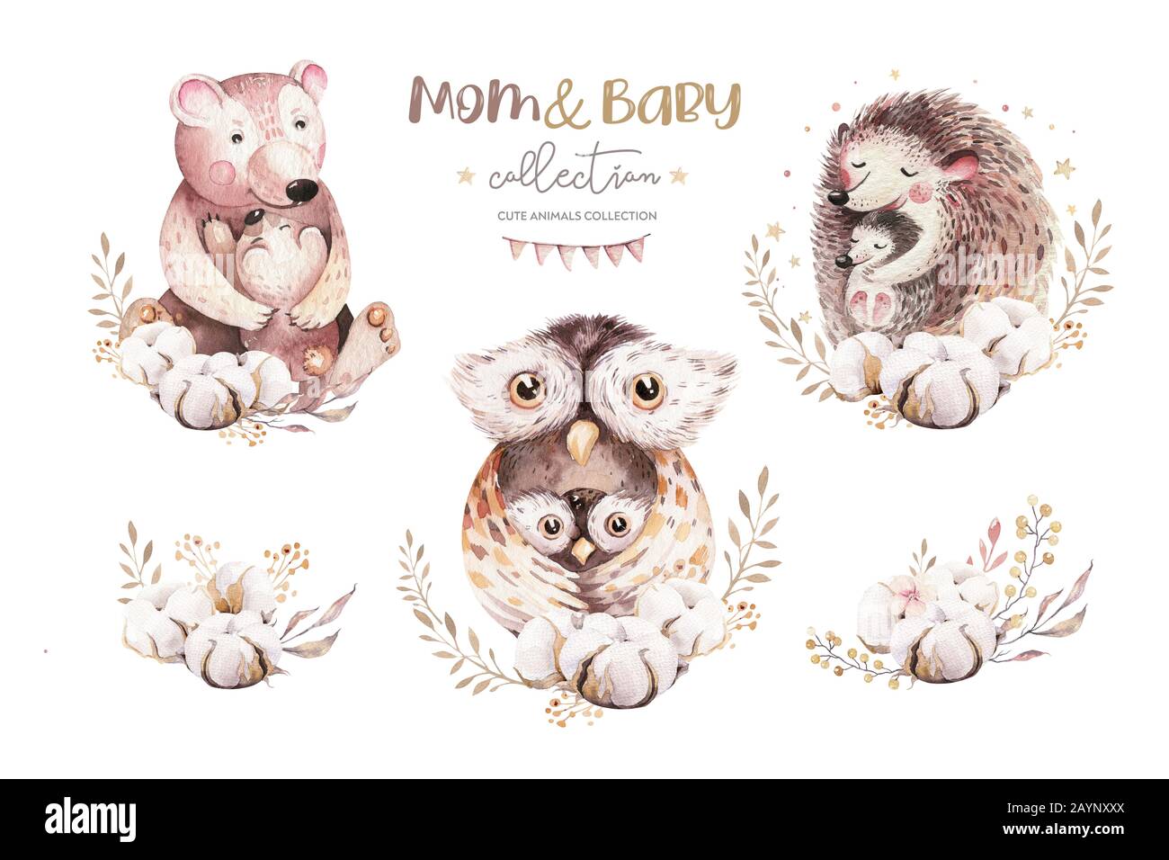 Watercolor Little Owl Bear Deer And Hedgehog Baby And Mother Watercolour Cartoon Nursery Card Forest Funny Young Animals Illustration Mom And Baby Stock Photo Alamy Watercolor Little Owl Bear Deer And Hedgehog Baby And Mother Watercolour Cartoon Nursery Card Forest Funny Young Animals Illustration Mom And Baby Stock Photo Alamy