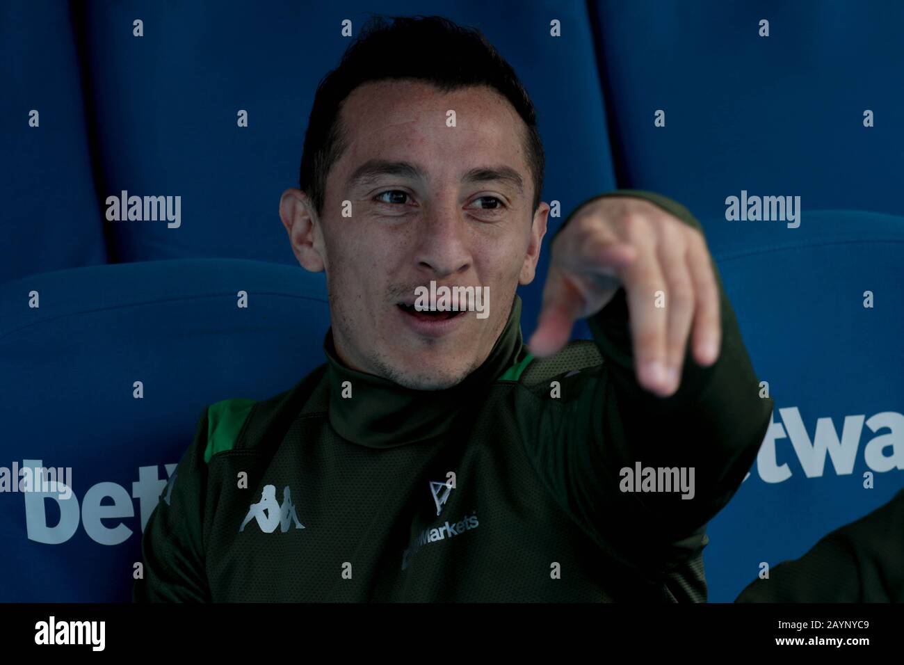 Leganes, Spain. 16th Feb, 2020. Soccer match 24 La Liga, Leganes against Betis held at the Butrarque Stadium in Leganes, Madrid. Andres Guardado Betis player mexican. Final score 0-0 Photo: Juan Carlos Rojas/Picture Alliance | usage worldwide Credit: dpa picture alliance/Alamy Live News Stock Photo