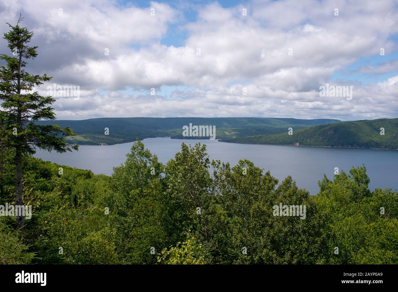 View of Bras d'Or Lake near Baddeck, Nova Scotia, Canada Stock Photo