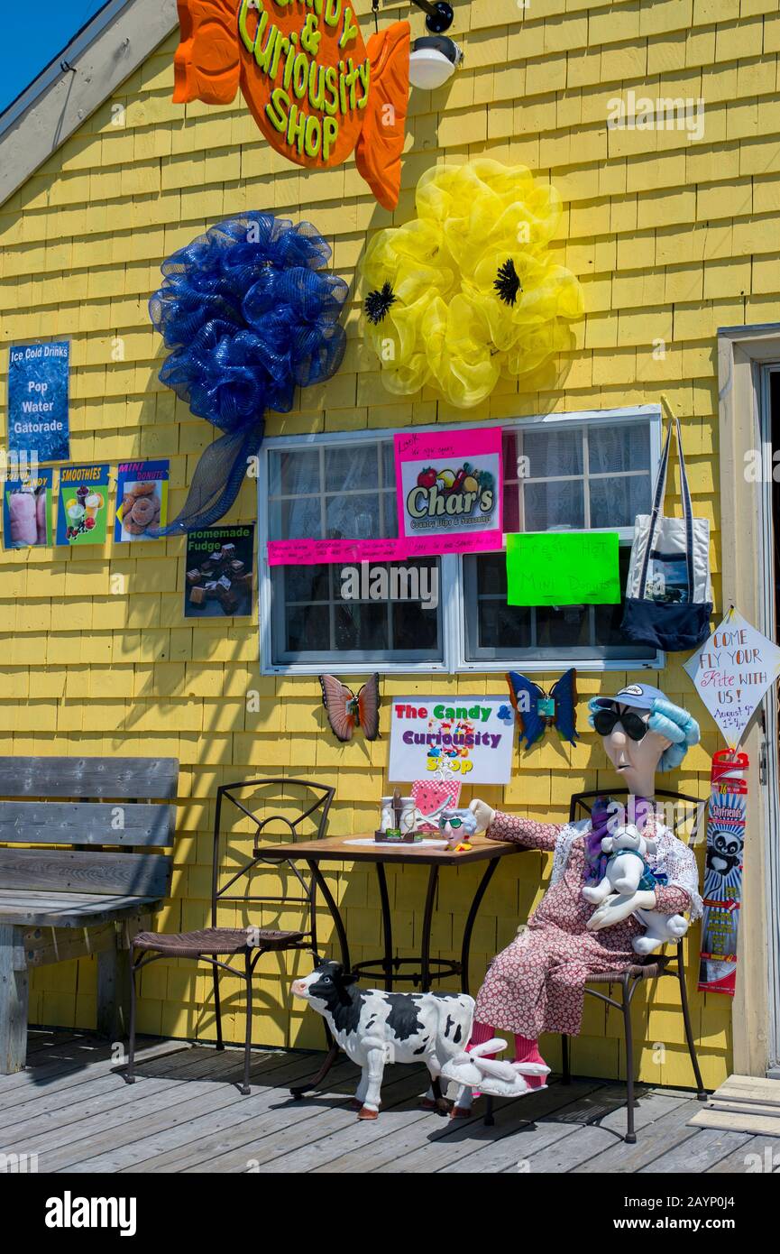 Colorful shop at restored 19th century working fishing village of Fisherman?s Cove near Halifax