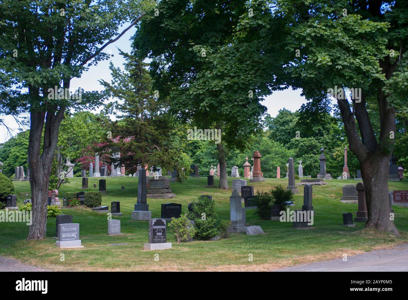 Fairview Lawn Cemetery in Halifax, Nova Scotia, Canada., is the final resting place for over one hundred victims of the sinking of the RMS Titanic. Stock Photo