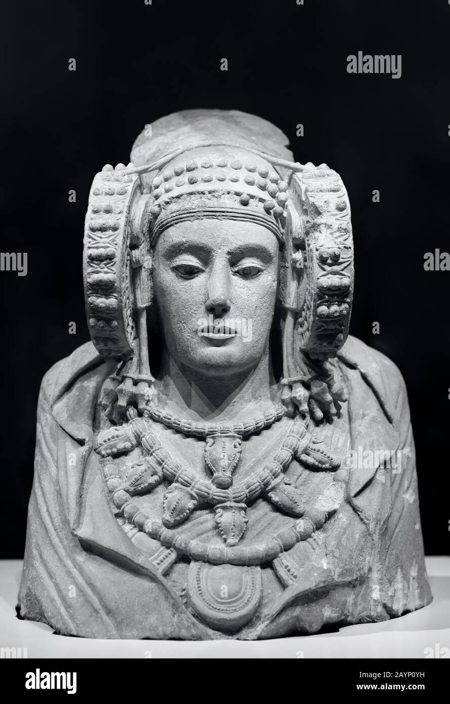 iberia sculpture of the lady of elche, black and white photo Stock Photo