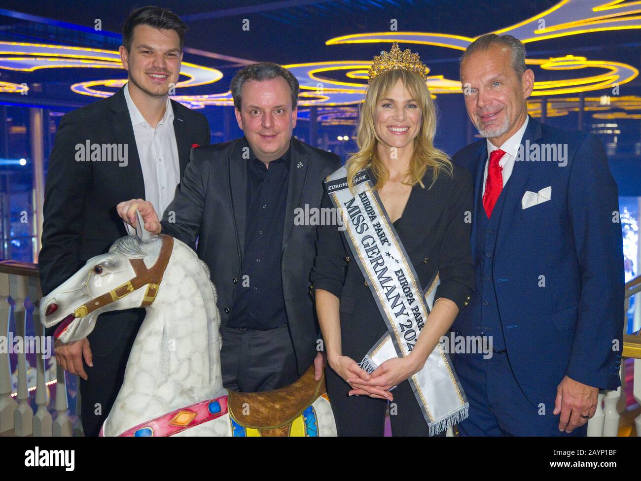 Rust, Germany. 15th Feb, 2020. Rust, Germany - February 15, 2020: Miss Germany Beauty Pageant Election at Europa-Park with Winner Leonie Charlotte von Hase, Miss Schleswig-Holstein and Max Klemmer, Ralf Klemmer, Michael Mack | usage worldwide Credit: dpa/Alamy Live News Stock Photo