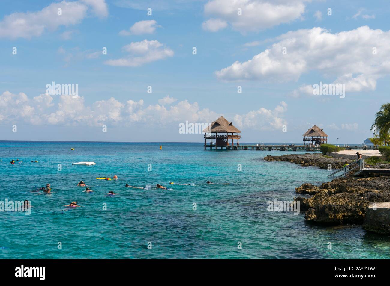 People are snorkeling at Cozumel Chankanaab National Park on Cozumel Island near Cancun in the
