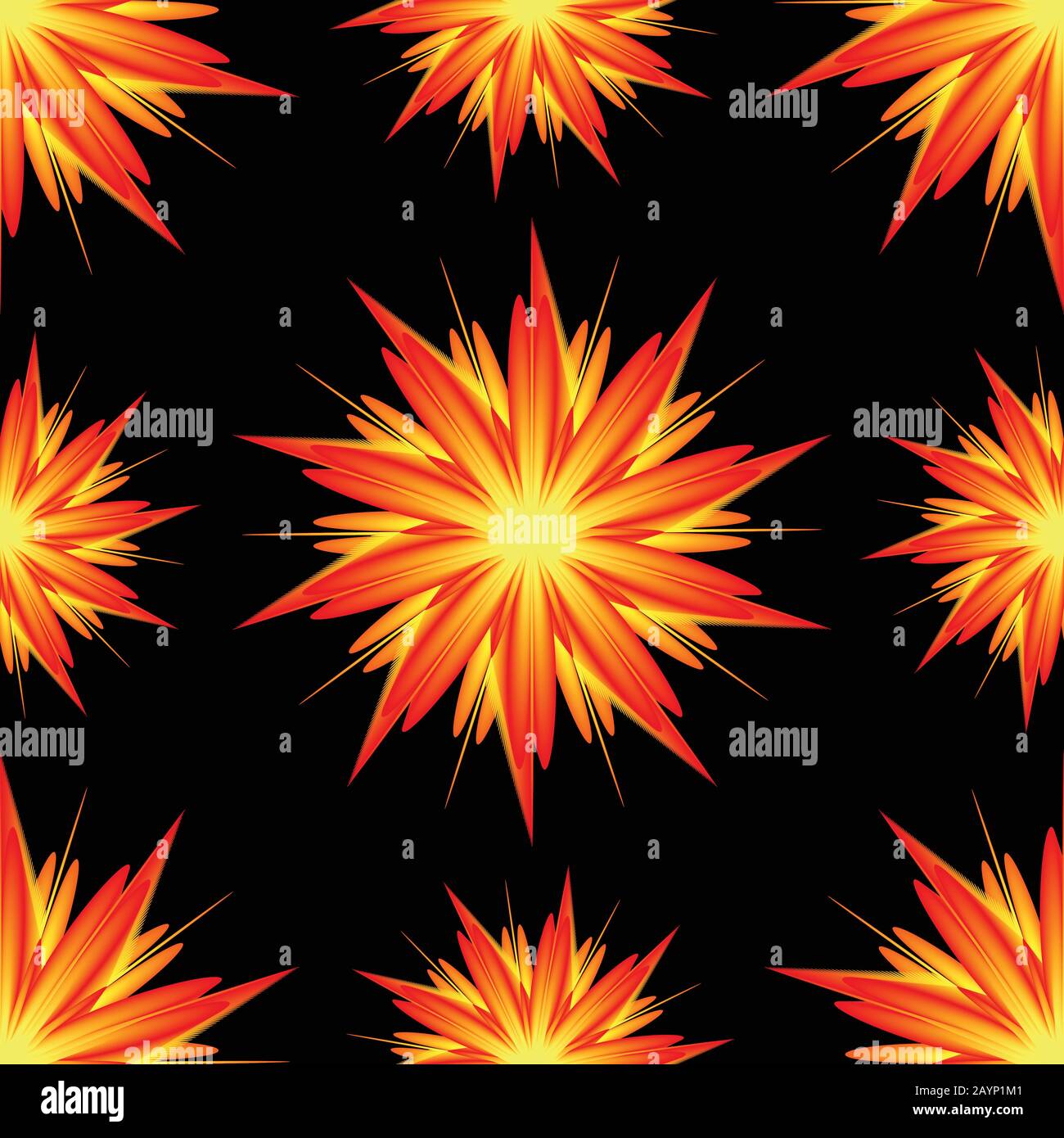 Fantasy lava flower on isolated background. Stock Vector