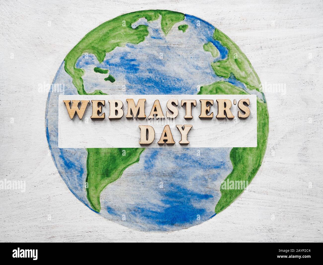 Webmaster Day greeting card. Close-up, top view Stock Photo
