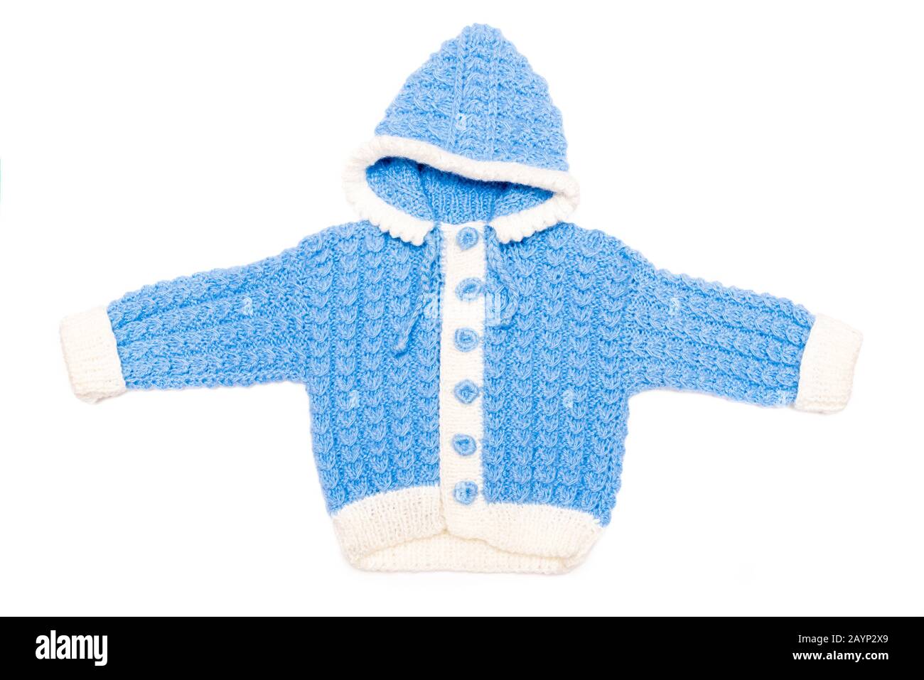 blue and white knit sweater