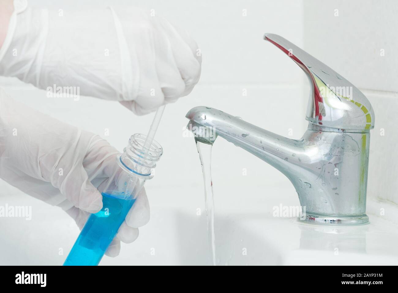 Tap water analysis quality control concept. Water test Stock Photo Alamy