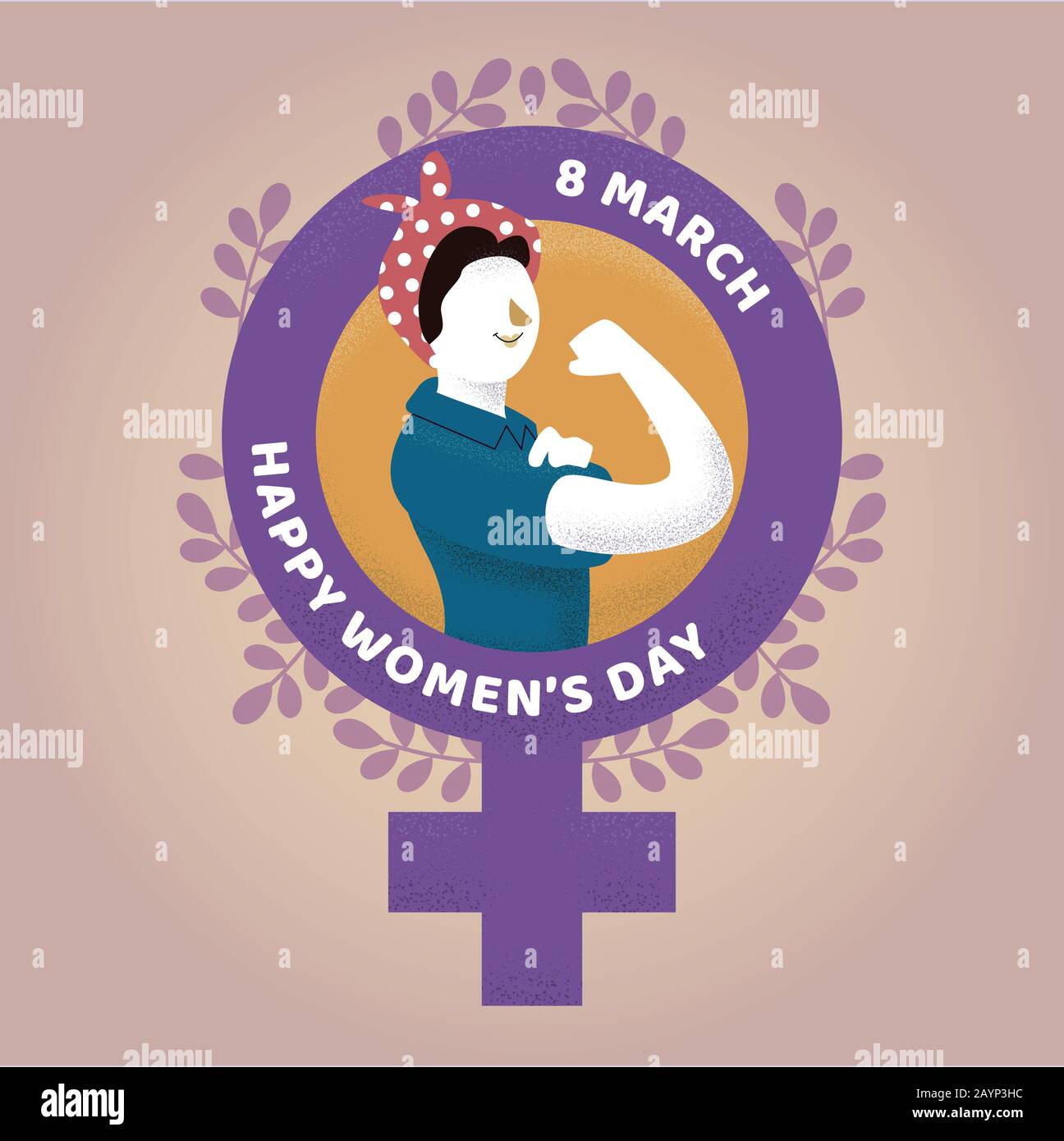 Vector design for women's day with feminist symbol. Happy women's day, 8 march Stock Vector