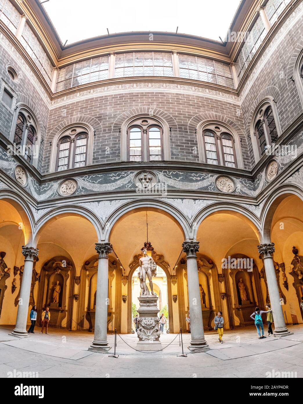 19 OCTOBER 2018, FLORENCE, ITALY: Inner courtyard of Medici Palace in Florence Stock Photo