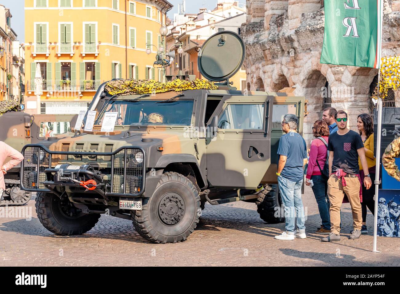 20 OCTOBER 2018, VERONA, ITALY: Iveco military truck at the open exhibition Stock Photo
