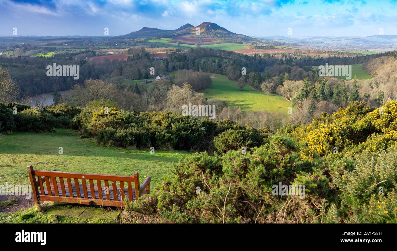 Scott's View in Scottish Borders near Melrose, Scotland, UK Stock Photo