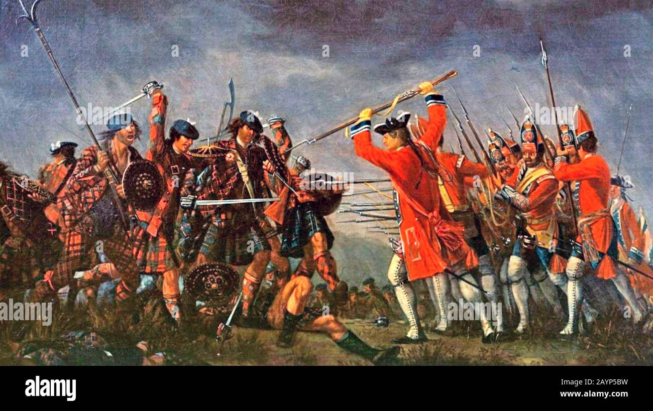 BATTLE OF CULLODEN 16 April 1746. 'An incident in the rebellion of 1745' painting by David Morier Stock Photo