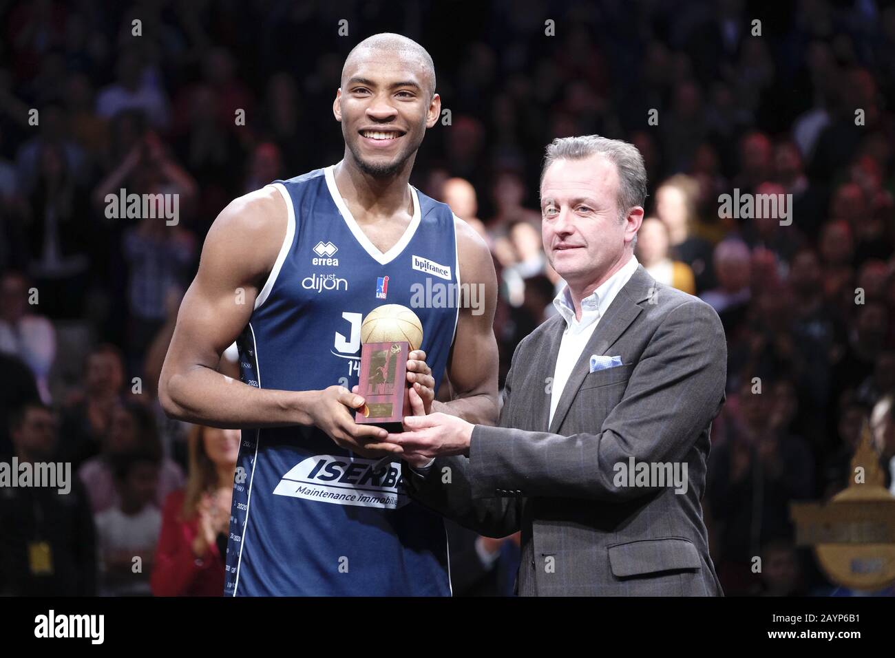 Marne La Vallee, Seine et Marne, France. 16th Feb, 2020. Dijon player SULAIMON RASHEED MVP of the tournament LNB Basket Leaders Cup at the Disney Events Arena in Paris - France.Dijon won 77-69. Credit: Pierre Stevenin/ZUMA Wire/Alamy Live News Stock Photo