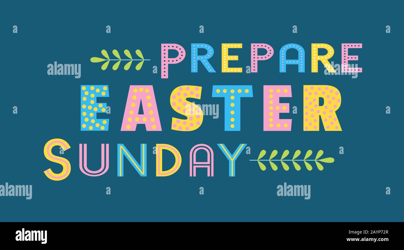 Happy Easter fancy hand drawn flat color vector Stock Vector