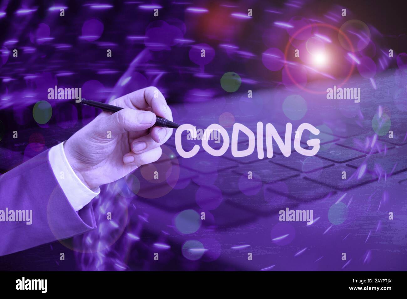 Handwriting text writing Coding. Conceptual photo assigning code to ...
