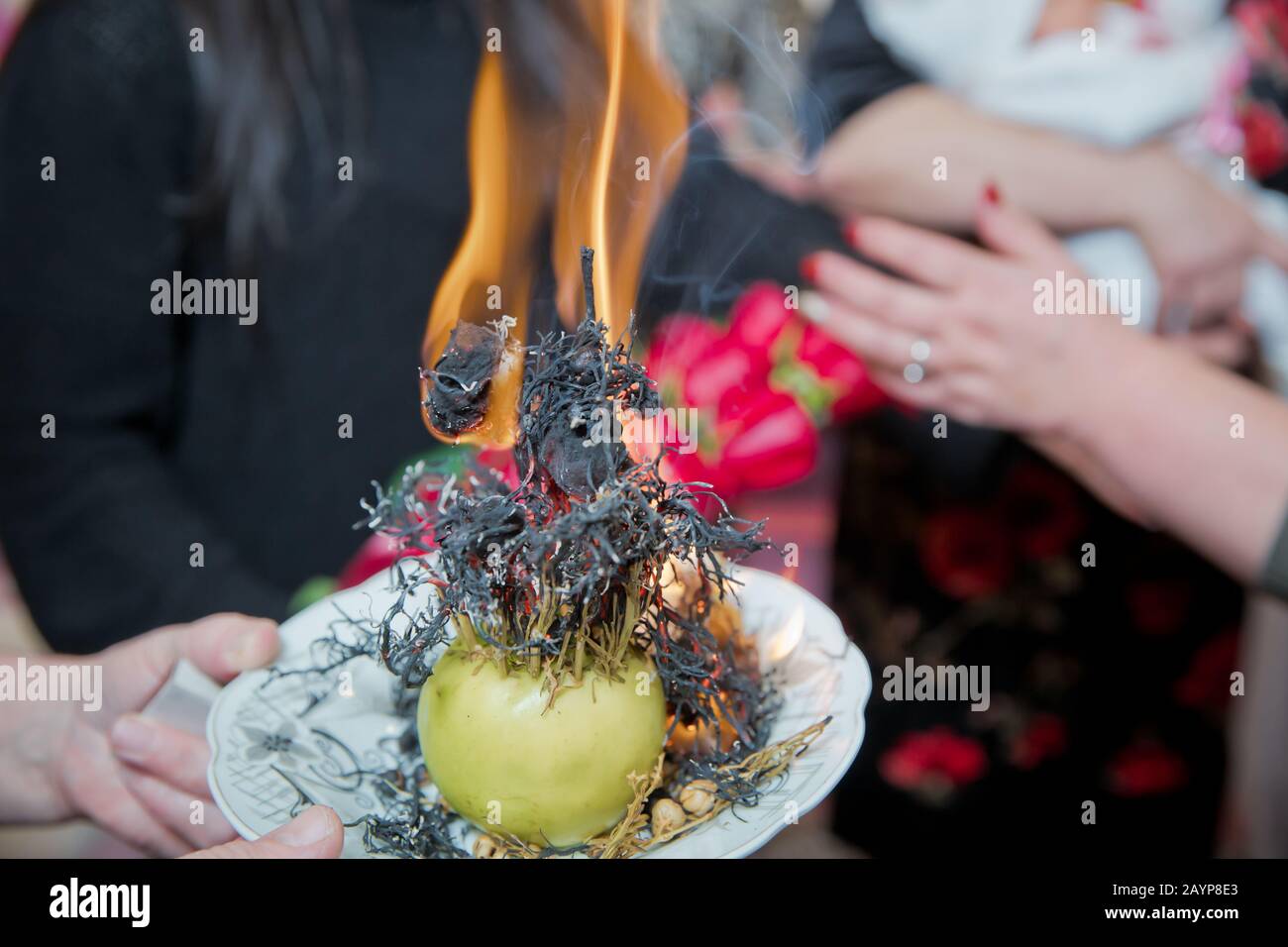 Incense of herb smokes for good luck. Magic plant uzerlik . Burning