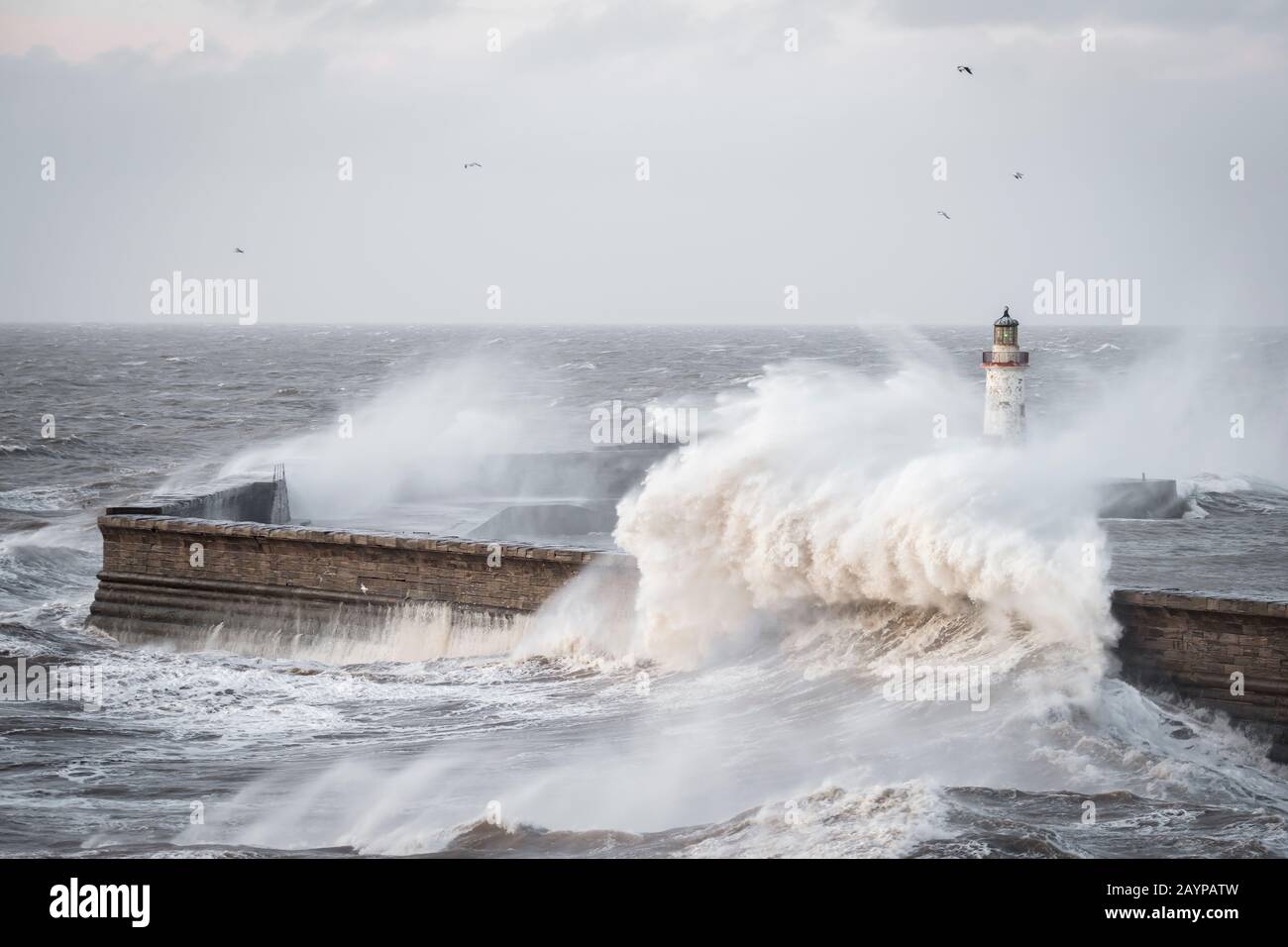 Storm Dennis battering the Cumbrian coast Stock Photo