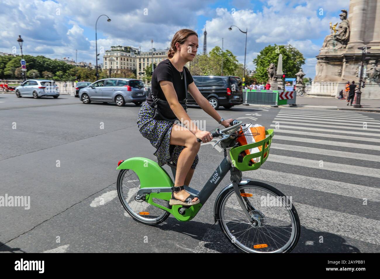 Cycling in Paris, France, Europe Stock Photo