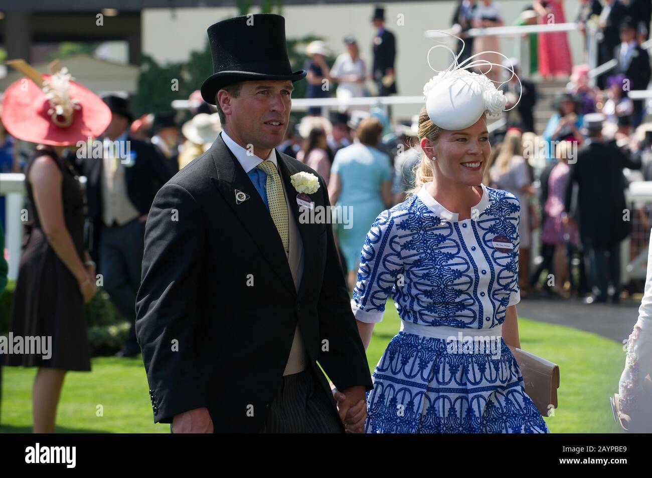 Royal Ascot, Ascot Racecourse, Berkshire, UK. 20th June, 2017. Her Majesty the Queen's eldest grandson Peter Phillips attends Day One of Royal Ascot with his wife Autumn Phillips. Credit: Maureen McLean/Alamy Stock Photo