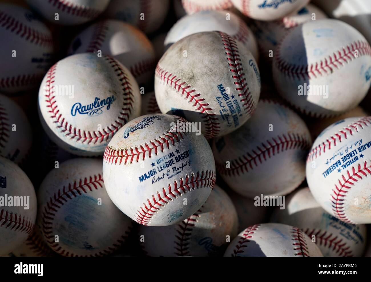 A bucket of baseballs ready for practice Stock Photo Alamy